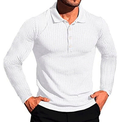 sanyamk Autumn Fashion Knit Long Sleeves Men Polo Shirt Casual Long Sleeve Pullovers Man Solid Sweaters Breathable Tops Men Clothing