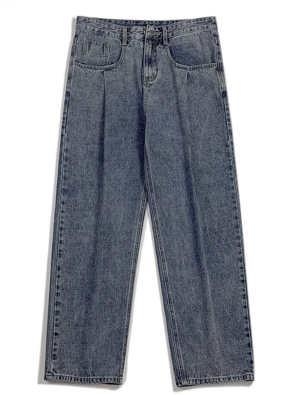 sanyamk Solid Color Baggy Jeans for Men, Wide Leg Loose Denim Trousers Y2k Fashion Casual High Street Style Pants Wearable Four Seasons