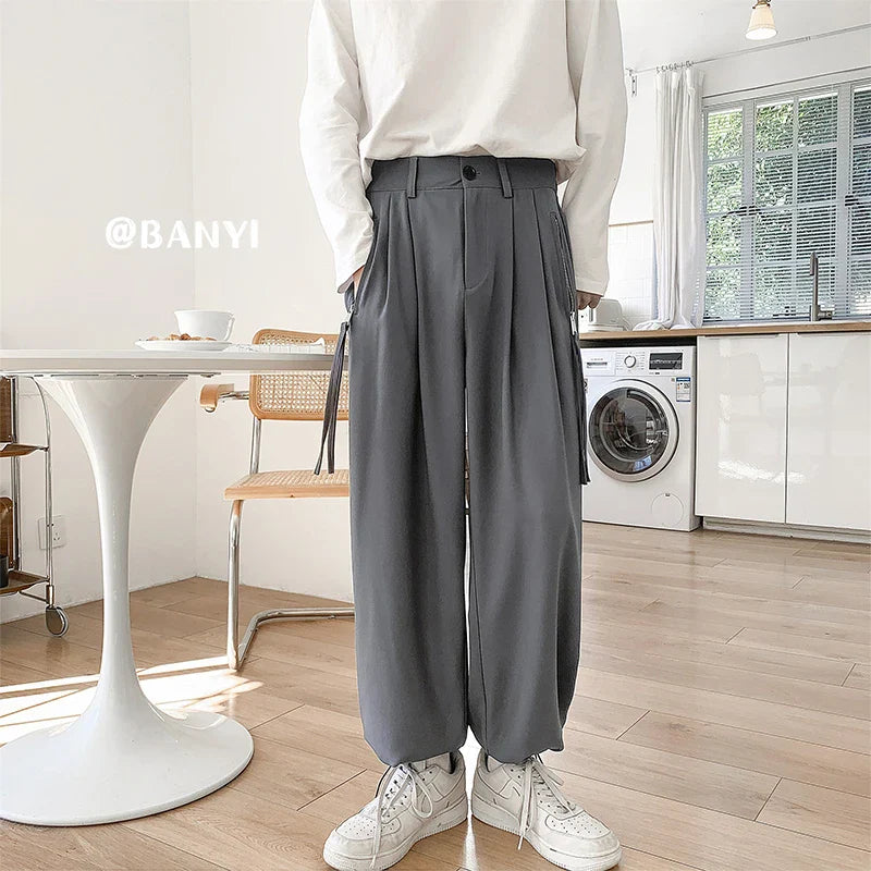 Bonsir Mens Harem Pants Ribbons Japanese Joggers Harajuku Sweatpants Male Hip Hop Black Casual Trousers Woman New Streetwear