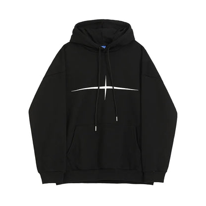 sanyamk  -  Korean Style Men's Hoodies Casual Printing Drawstring Big Pockets Contrast Color Loose Male Sweatshirts New Autumn 9C7926
