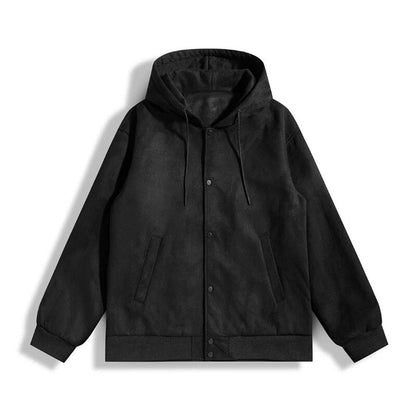 Bonsir Autumn Oversize Bomber Jacket Men Baggy Coat Fashion Korean Streetwear Vintage Hooded Outerwear Tops Clothing Male Plus Size