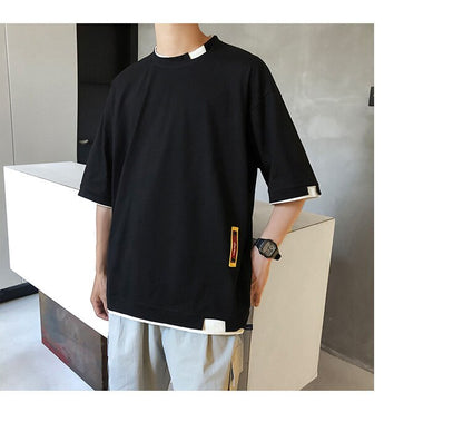 Bonsir Summer Mens T Shirt Oversize Cotton 5XL New Casual Solid color Japanese Harajuku Tee Shirts Man Streetwear Big Size Unisex Top