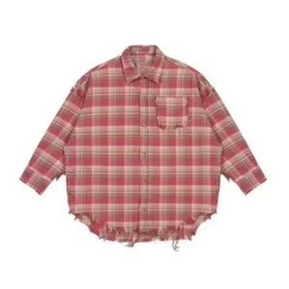 sanyamk Shirts Men Janpanese Style Loose Casual Daily Fashion Plaid Turn-down Collar All-match Popular High Quality Sunny Breathable New