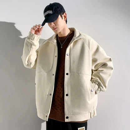 sanyamk Jacketed Men's Autumn And Winter High Street Trendy Brand Loose And Thickened Jacket Retro Upper Garment