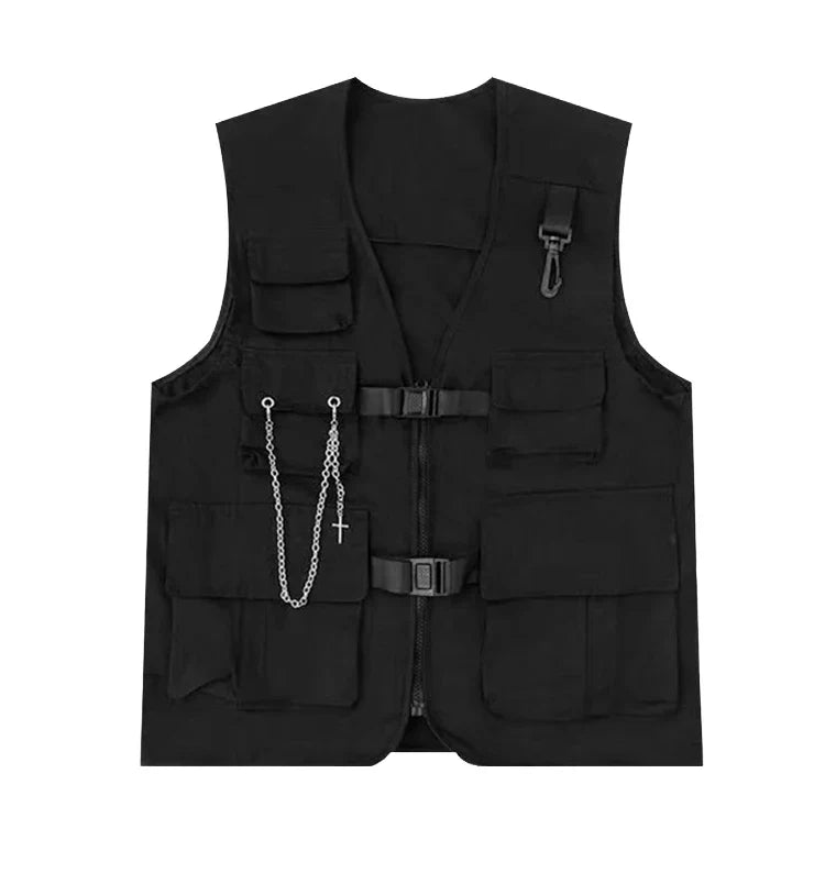 sanyamk Techwear Men's Shorts Set Tank Top Men Cargo Punk Rave Vest Male Shirt Streetwear Hip Hop Hippie Men Clothing Pockets