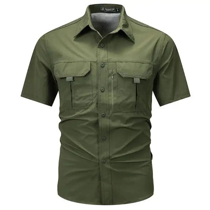 sanyamk Summer Men Short Sleeve Shirt Men Breathable Tactical Work Shirt Tops Outdoor Casual Quick Dry Multi-pocket Camping Cargo Shirts