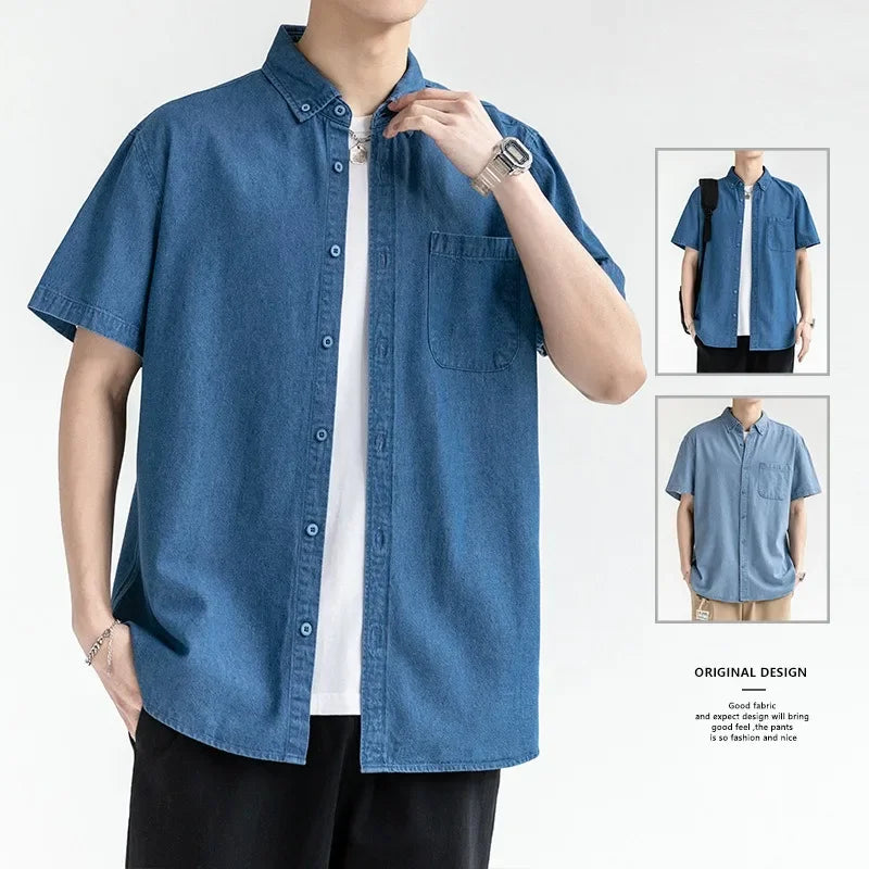 sanyamk Short-sleeved Shirt Men's Casual Workwear Japanese Jacket