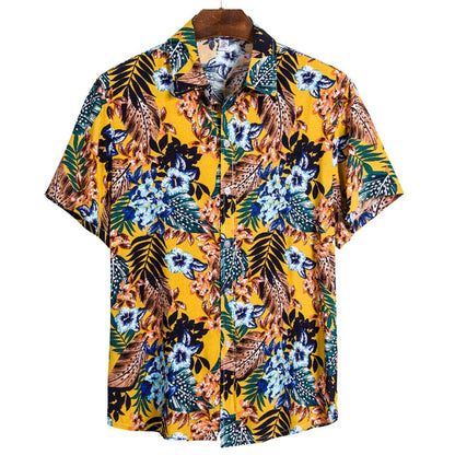 sanyamk Men's Hawaiian Polyester Summer Short Sleeve Shirt Tropical Leaf 3D Pattern Printing Beach Male Shirts Casual Blouse For Men 5xl