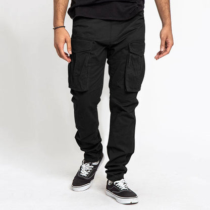 Bonsir Classic Loose Solid Pockets Cargo Pants Men Spring Summer Casual Straight Long Pant Streetwear Fashion Men's Button Trouser