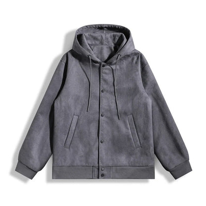 Bonsir Autumn Oversize Bomber Jacket Men Baggy Coat Fashion Korean Streetwear Vintage Hooded Outerwear Tops Clothing Male Plus Size