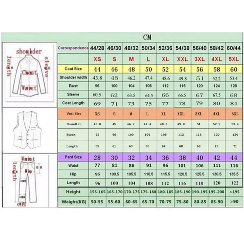 sanyamk Men Suit 3 Pieces Solid Color Slim Fitting For Business Leisure Commercial Wedding And Banquet Dresses Jacket Vest With Pants
