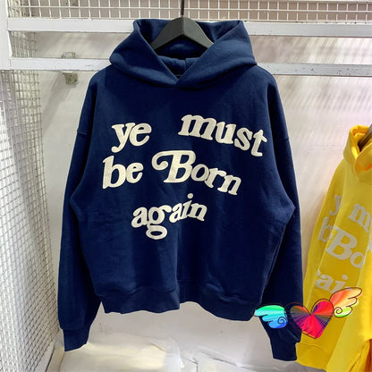 sanyamk Puff Print Kanye West Hoody Men Women 1:1 Pink Ye Must Be Born Again Hoodie Oversize Fit Pullovers CPFM Sweatshirts