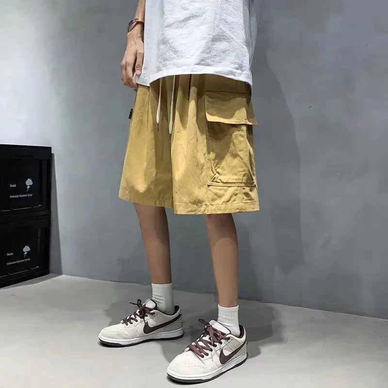 sanyamk Mens Cargo Shorts Summer Army Green Cotton Shorts Men Loose Multi-Pocket Shorts Casual Trousers Men Clothing Y2k