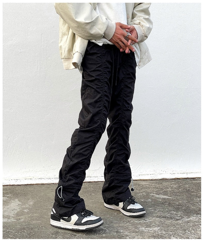 sanyamk Sets With Pants Man Harajuku Punk Men's Streetwear Black Hip Hop Fashion Clothing Casual Tactical Trousers Y2k Goth Flared