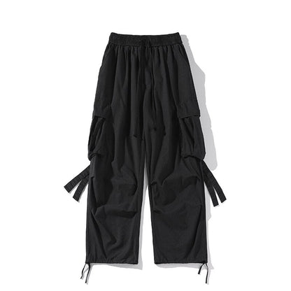 sanyamk Cotton Cargo Pants Men Fashion Retro Pocket Casual Pants Men Japanese Streetwear Hip Hop Loose Straight Pants Mens Trousers