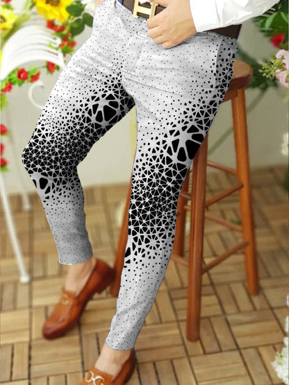 sanyamk New Smart Casual Fashion Men&#39;s Pants polka dot pattern Pants Thin Mid Waist Jogger Casual Trousers Suit Pants