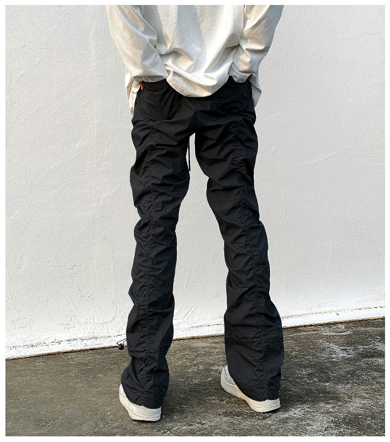 Bonsir Sets With Pants Man Harajuku Punk Men's Streetwear Black Hip Hop Fashion Clothing Casual Tactical Trousers Y2k Goth Flared