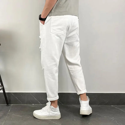 sanyamk Fall/Winter Washed Cargo Jeans Men Loose Jeans Large Size Japanese Stitching Feet Harem Trendy Straight Pants Vintage Jeans Men