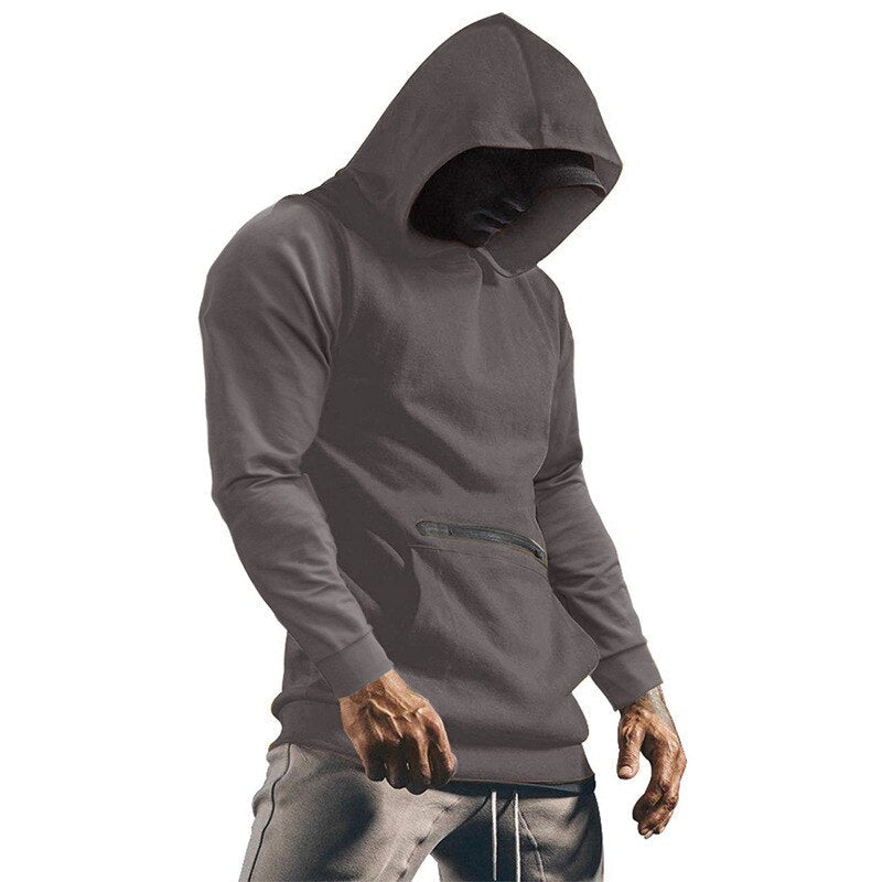 Bonsir Autumn Fashion Solid Hooded T Shirt Men Casual Big Pockets Stitching Drawstring Hoodies Male Fall Long Sleeve Hoodie Sweatshirts