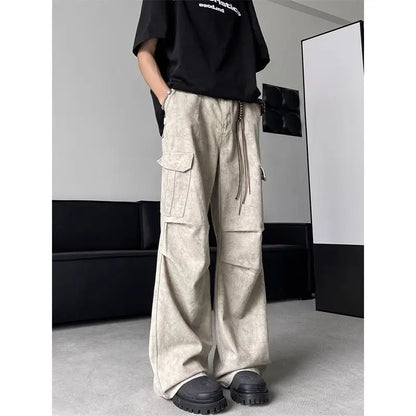 sanyamk Spring and Autumn American Street Fashion Personalized Straight Tube Men and Women Loose Hip Hop Retro Casual Wide Leg Pants y2k