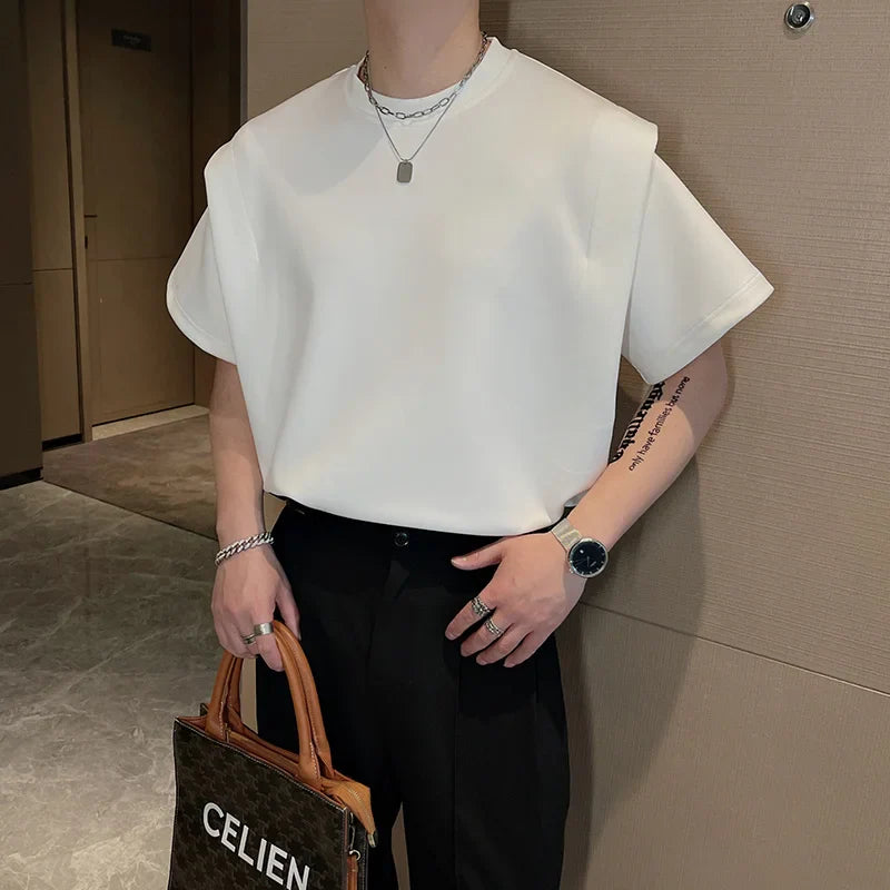 sanyamk   -  Summer Short Sleeve T-shirt Men Fashion Black White Oversized T Shirt Men Streetwear Korean Loose Round Neck Tshirt Mens Top