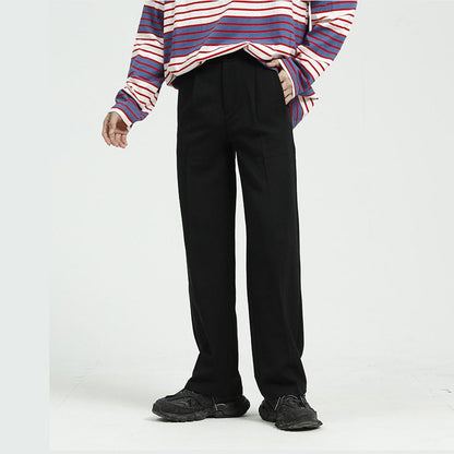 sanyamk Men Casual Straight Suit Pant Male Japan Korea Style Loose Vintage Fashion Streetwear Trousers Wide Leg Pant