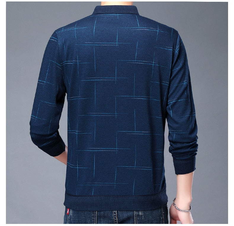 sanyamk 2022 New Fashion Designer Brand Turn Down Collar Man Polo Shirt Men Casual Plaid Spandex Long Sleeve Tops Fall Men Clothing