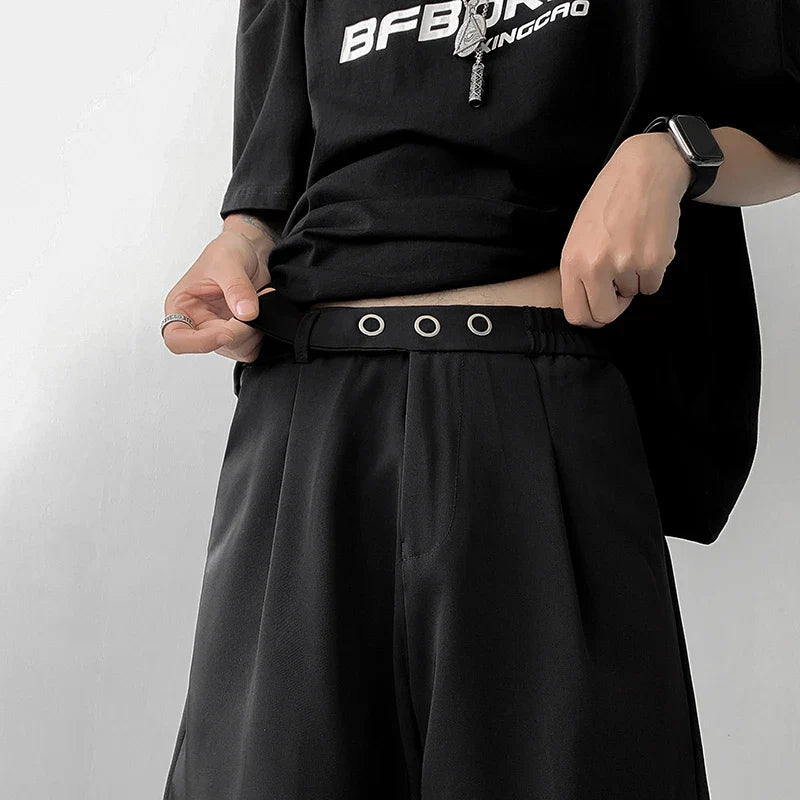 sanyamk Summer Black Suit Shorts Men Fashion Society Mens Dress Shorts Korean Loose Casual Shorts Mens Office Formal Shorts M-3XL