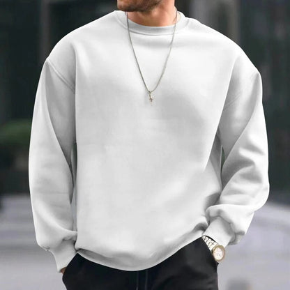 Bonsir Autumn Solid Liner Fleece Sweatshirts Casual Men Long Sleeve O-Neck Pullovers Hoodie Winter Soft Clothing Loose Pullovers