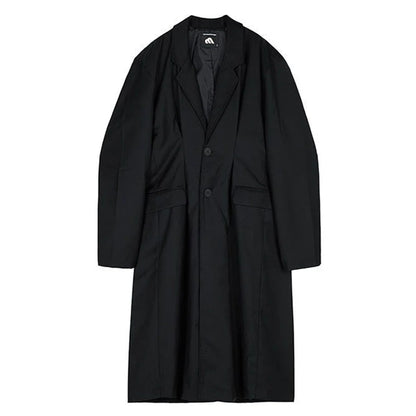 sanyamk Coat Men's Mid-Length Autumn New Men'S Korean Style Trendy Loose Over-The-Knee Casual Retro Comfortable Simple Suit Collar Coat