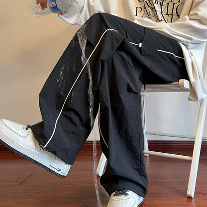 sanyamk Mens Joggers Spring Casual Loose Staight Sweatpants Elastic Waist Waterproof Trousers Hip Hop Casual Unisex Pants