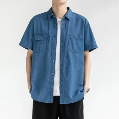 sanyamk Short-sleeved Shirt Men's Casual Workwear Japanese Jacket