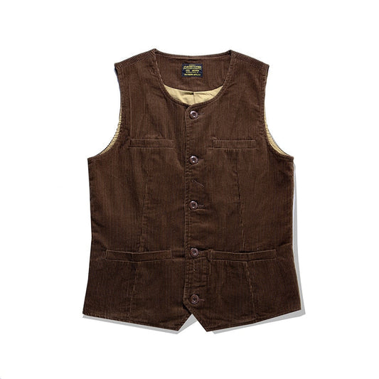 sanyamk Winter Fall Men Thick Corduroy Vintage Warm Casual Vest Solid Color Sleeveless Tops Railroad Worker Multi Pocket Cargo Waistcoat