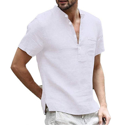 sanyamk Summer New Men's Short-Sleeved T-shirt Cotton and Linen Led Casual Men's T-shirt Shirt Male  Breathable S-3XL