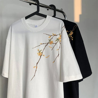 sanyamk Summer New Floral PatternT-shirt 2024 Trendy Women Men Short Sleeve Harajuku Tshirts Trendy Male Tee Loose Tops