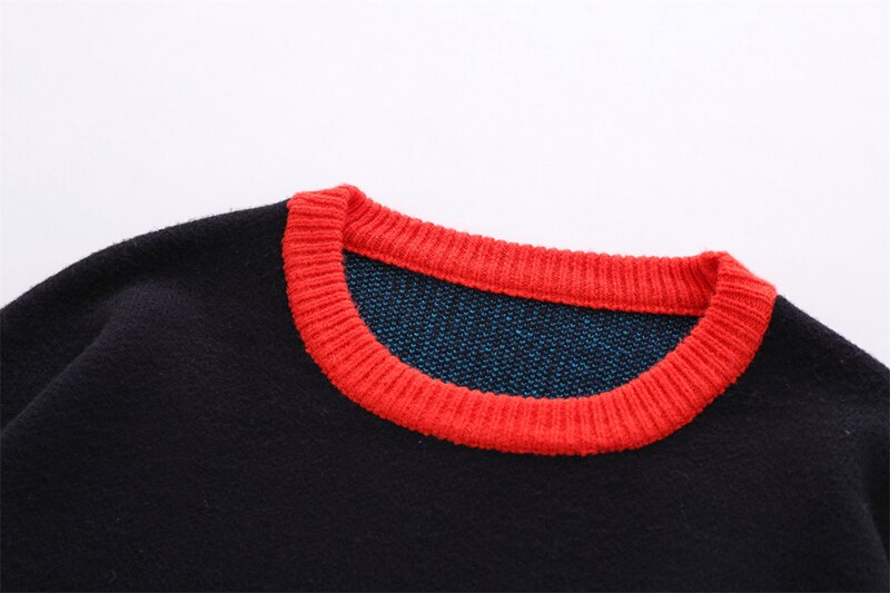 sanyamk Color Match Ripped Hem Patchwork Retro Men's and Women's Pullover Sweaters Hip Hop Crew Neck Loose Knitted Autumn Clothes