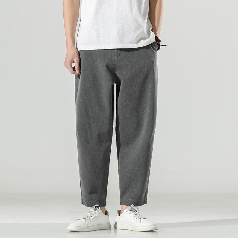 Bonsir Cotton Linen Wide Men Pants New Oversize Plicated Harem Pants Streetwear Male Spring Summer Casual Pants Men Clothing