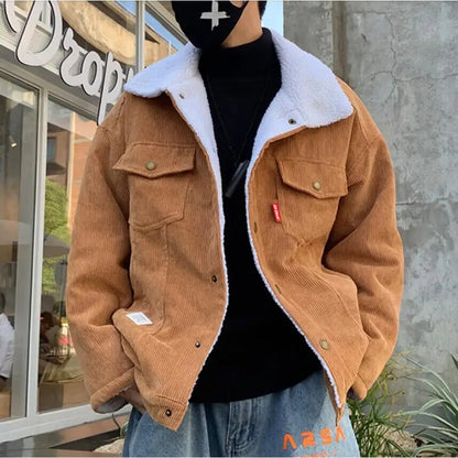 Bonsir Men Autumn Winter Thicken Warm slim fit Corduroy Jackets Men's Outwear Hip Hop Coat Male Teen Casual Jacket Colorful S-5XL