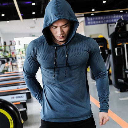 sanyamk Mens Fitness Tracksuit Running Sport Hoodie Gym Joggers Hooded Outdoor Workout Athletic Clothing Muscle Training Sweatshirt Tops