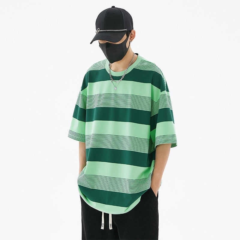 Bonsir Sport Hip Hop Mens Streetwear T-shirts Casual 2023 Summer Short Sleeves Striped Tshirt Tees Oversize 5XL 6XL T Shirt