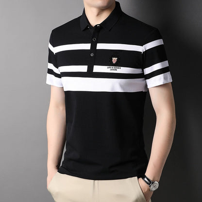 sanyamk Top Grade 95% Cotton Brand Designer Luxury Polo Shirt Men Design Striped Summer Short Sleeve Casual Fashions Mens Clothes 2022