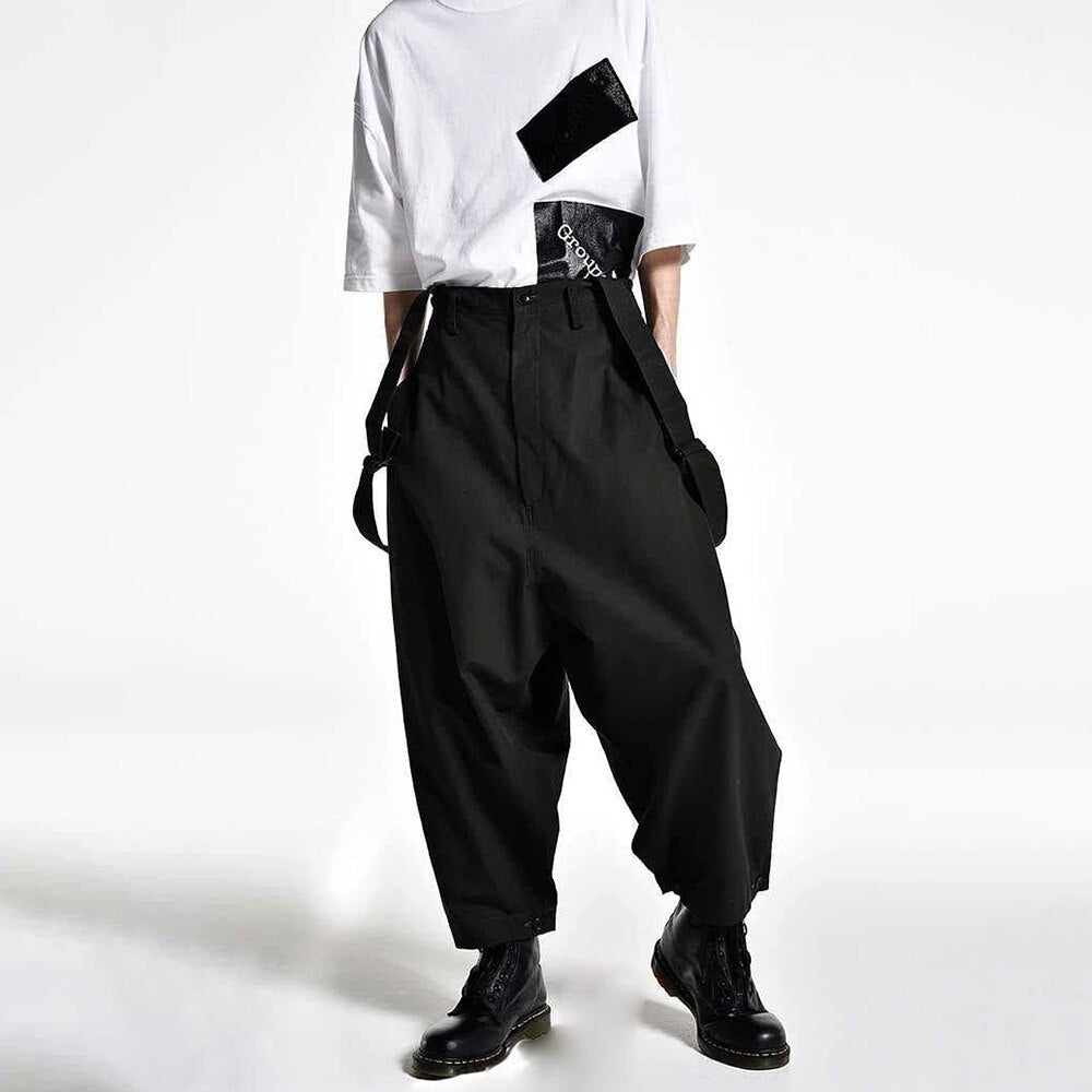 sanyamk Men's Spring Autumn Wide Leg Pants Overalls Loose Casual Trousers Large Size Suspenders Japanese Dark Y2k Genderless Jumpsuit