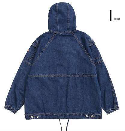 sanyamk spring new hooded sports casual sweater 100% cotton loose Korean style stitching denim jacket jacket brand men's clothing