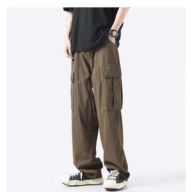 sanyamk Men's Loose Fashion Trend Large Pocket Casual Pants Japanese Style Retro Trousers 3 Color Sweatpants Plus Size S-3XL