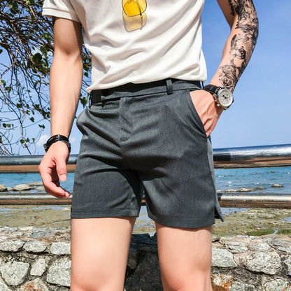 Bonsir Shorts For Men's Fashion Summer Streetwear Short Pants 3 Part Length Man Casual Trousers Summer British Retro Suit Short Bottoms