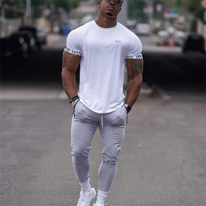 Bonsir Summer New T Shirt Men Running Short Sleeve Gyms Workout T-Shirt Compression Fitness Tops Streetwear Hip-Hop Sport Tees Clothing