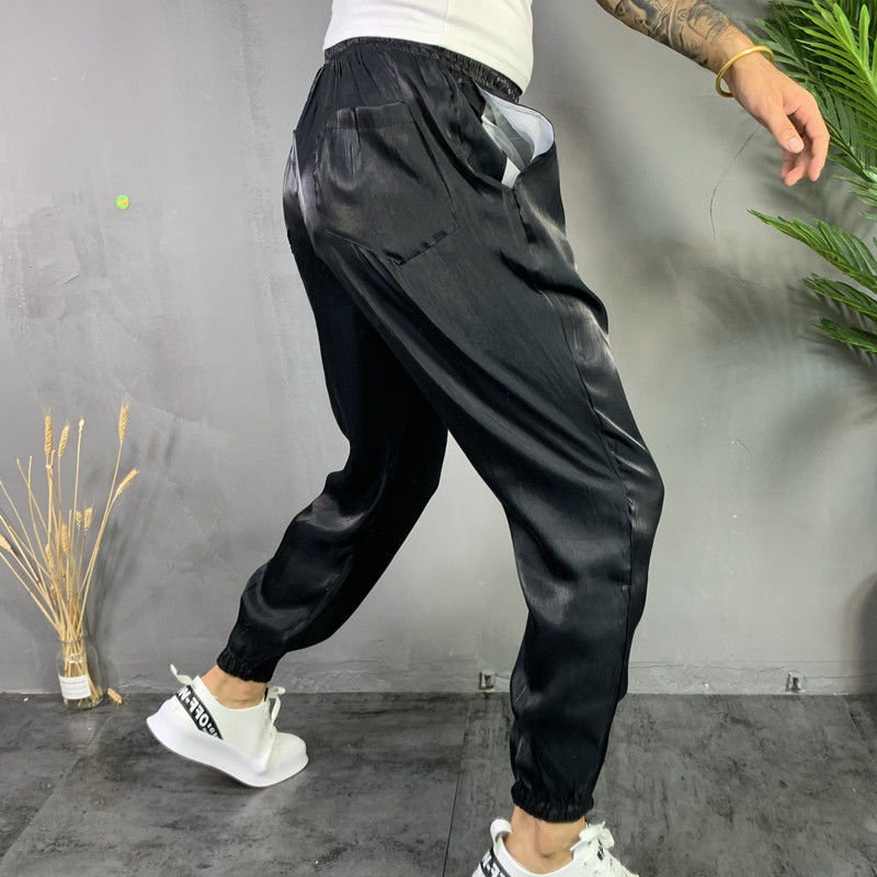 Bonsir Fashion Men's Harem Pants Summer Thin Sweatpants Ins Wind Bright Side Reflective Hip-hop Trousers Streetwear Man Clothiong 5XL