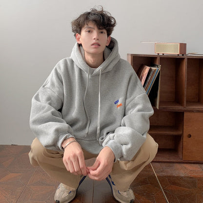 Bonsir Spring Autumn City Boy Hoodie Men's Casual Vintage Tide Brand Loose Hoodie Top Black Navy Blue Green Gray