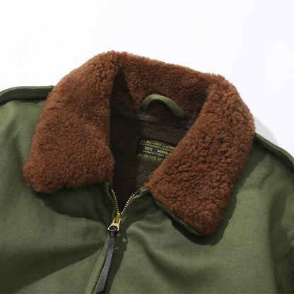 Bonsir Winter Men Vintage Bomber Jacket Army Green Warm Fur Collar Fleece Thicken Outdoor Casual Loose Zipper Pockets Male Cotton Coats