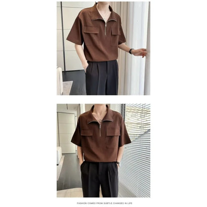 sanyamk Solid Colour Shirt Fashion Youth Popular Summer Casual Clothing